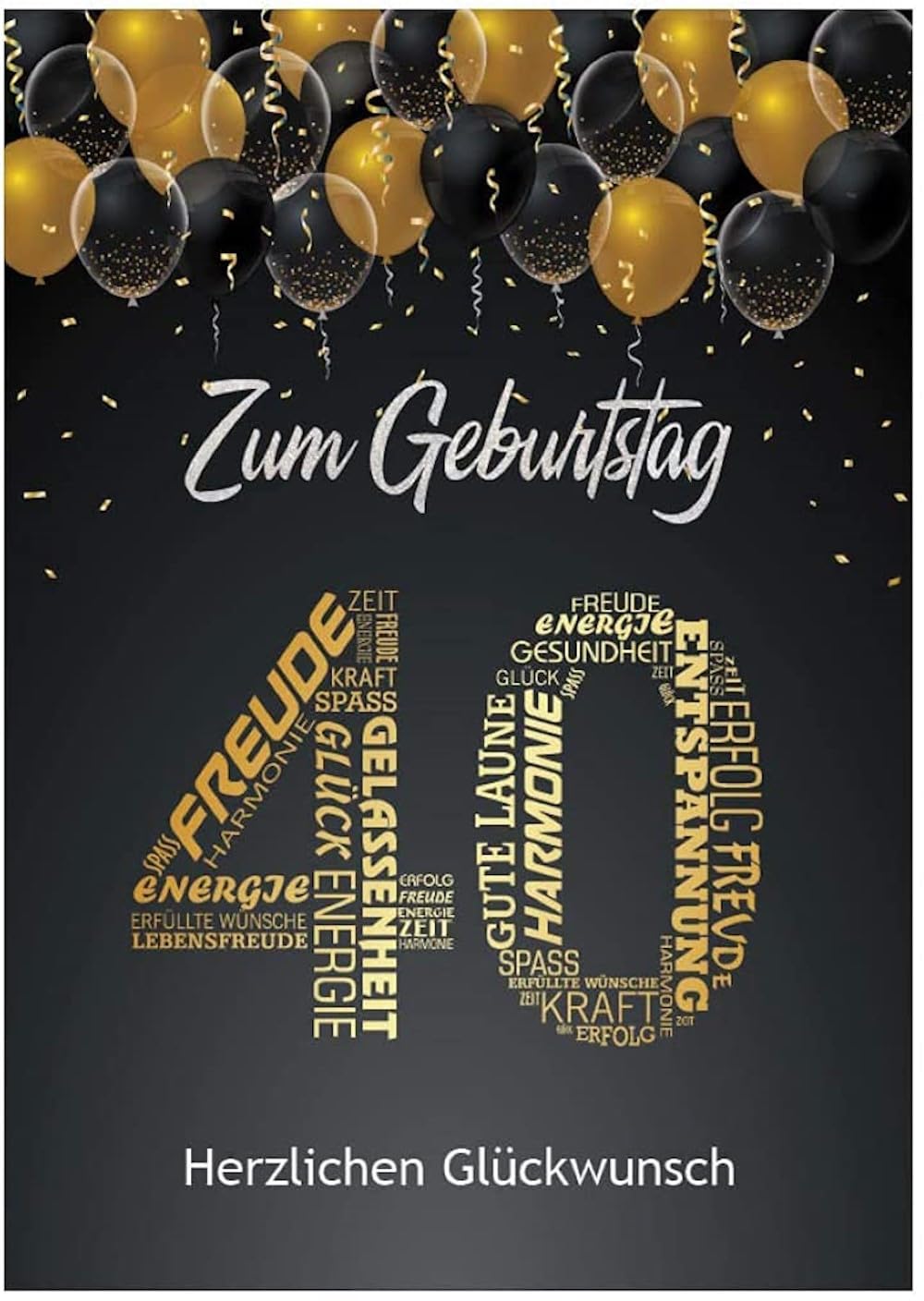 40. Geburtstagskarte Für Sie – Elegant Mit Silberfolie, Inkl. Umschlag & Schöner Gruß Im Inneren