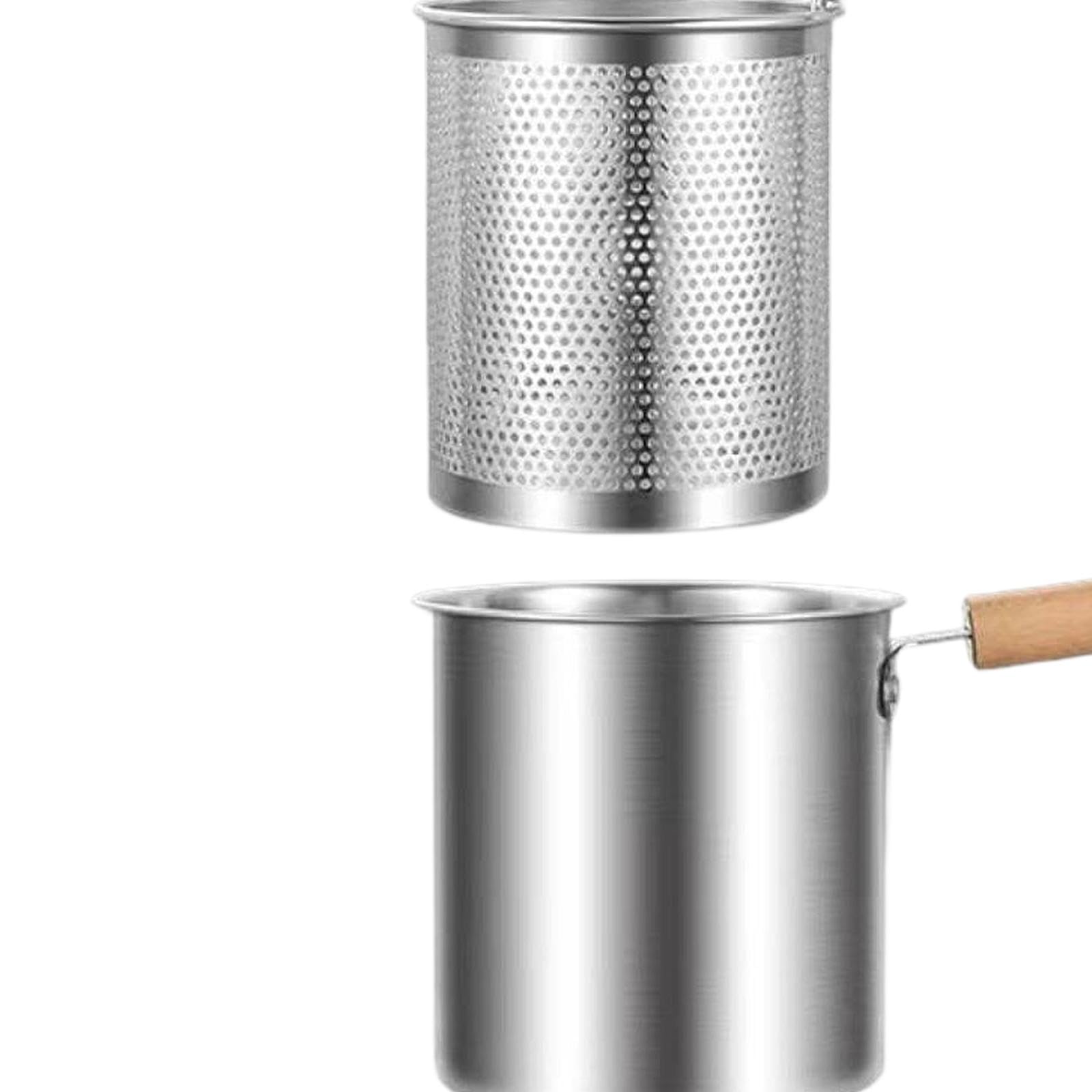 Deep Fryer Pot with Strainer Basket 3L Practical Deep Frying Pot Easy to Clean for Chicken French Fries Boiling Soup Noodles, Without Tongs