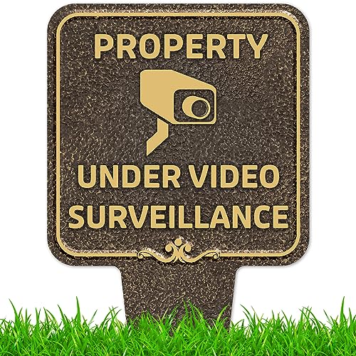 Image of Property Under Video Surveillance Sign, 9x17, Heavy Duty Integrated Ground Stakes, Indoor /Outdoor Use, Rust Free Aluminum Composite, Made in USA by My Sign center