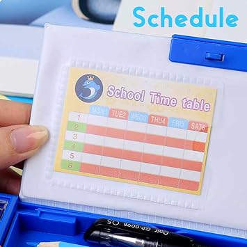 Pop Up Multifunction Pencil Case for Boys, Cute Cartoon Pen Box Organizer Stationery with Sharpener, Schedule, Whiteboard, Best Birthday Gifts for Kids Teens (Blue)