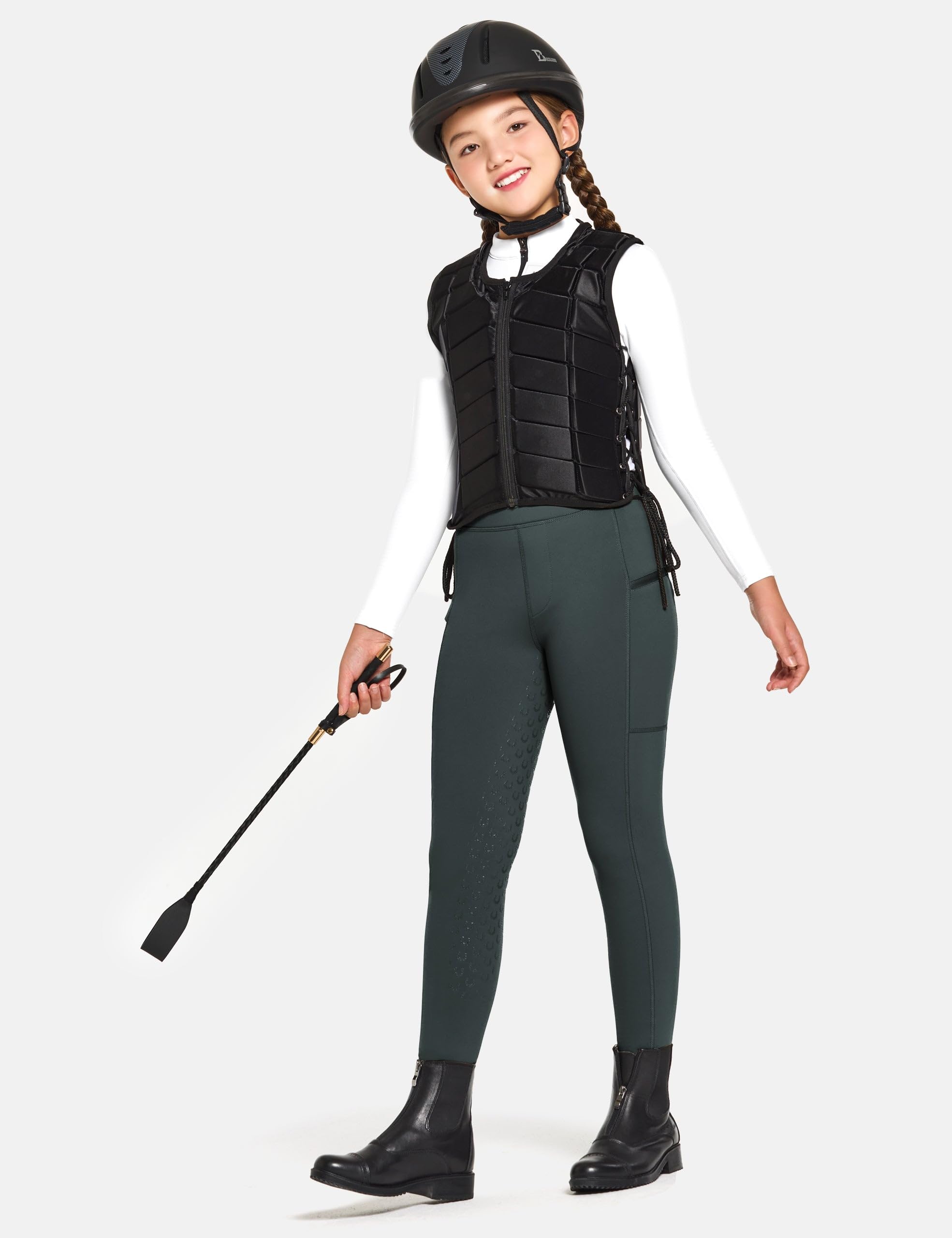 FitsT4 Sports Pantalon d'équitation d'hiver pour enfant - En silicone - Avec poche pour téléphone portable et poches