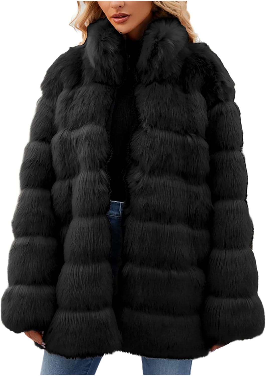 Winter Coat Jacket for Women 2024 Fashion Luxury Faux Fox Fur Coat Slim Long Sleeve Collar Faux Fur Coats Overcoat