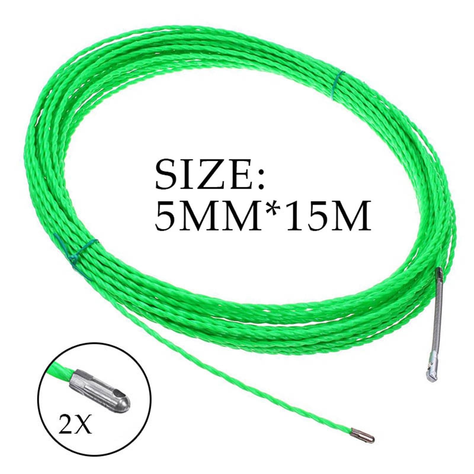 Outdoor Extension 5 Meters 50 Meters 5mm Fish Tape Wire Puller Green Fiberglass Duct Rodder Cable Push Pullers Fish Tape Draw Electrical Cable Solar sheathed (Color : 15meter)