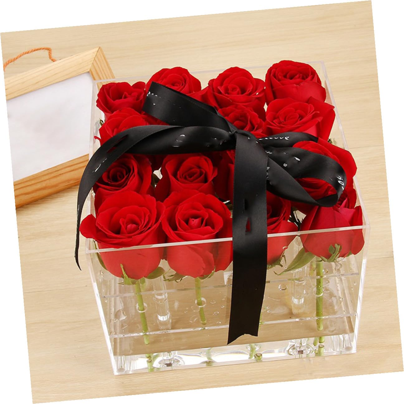 Scatola di Fiori Eterni in Acrilico Trasparente 16 Fori Contenitore per Composizioni Floreali Conservate Fioriera Rigida per Confezioni Regalo e Decorazioni Matrimonio