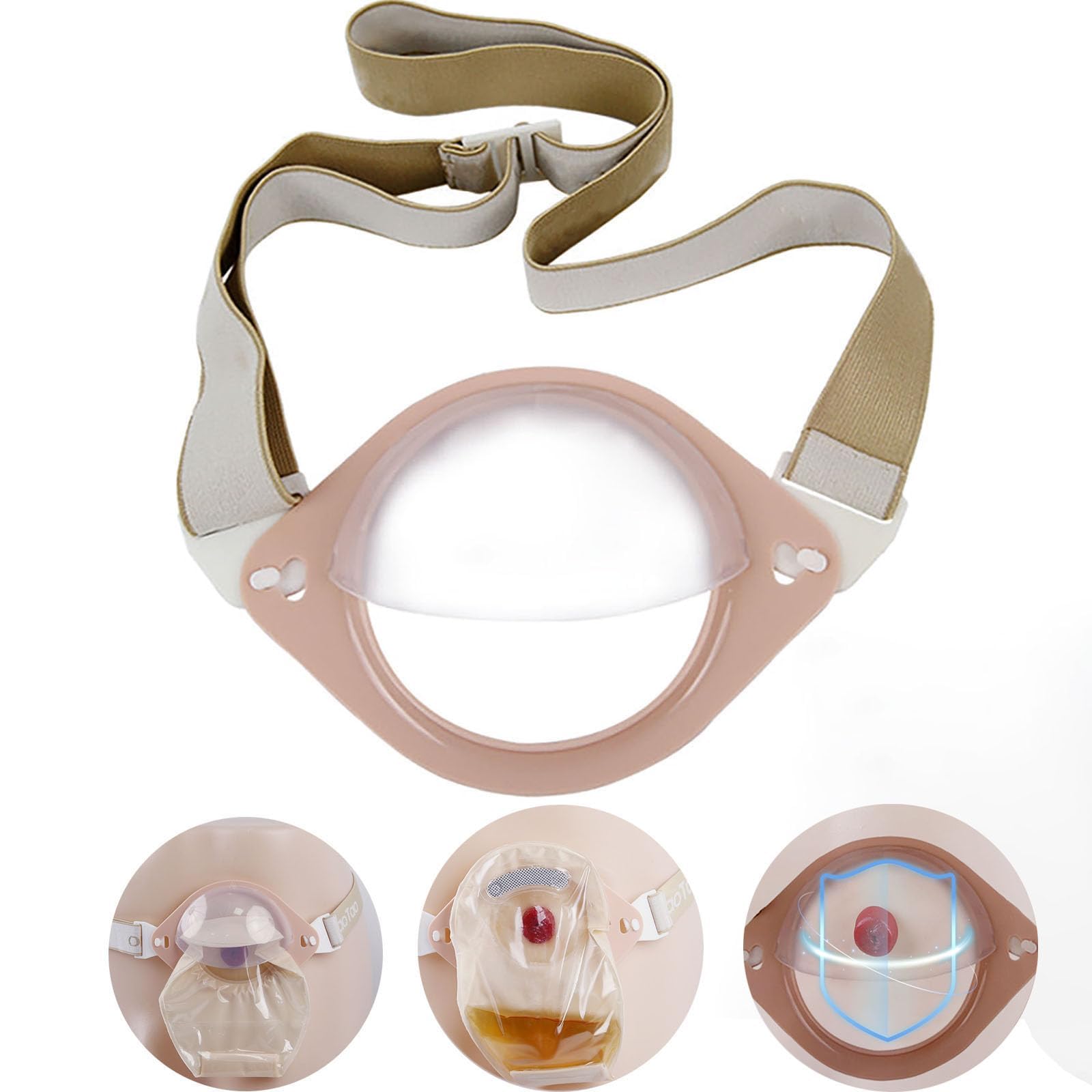 Stoma Guard | Security Shield | Stoma Chassis Reinforcement Adjustable Support Ostomy Belt, Ostomy Bag Cover Ostomy Supplies (Khaki)