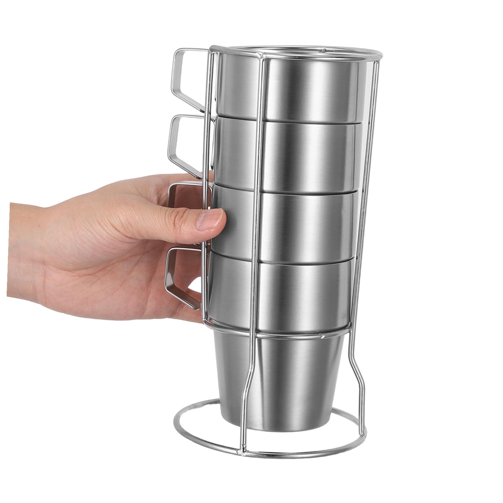 Tazas Infantiles Apilables de Acero Inoxidable Aisladas Doble Pared y Asas Soporte Compacto para Café Té y Cappuccino para Camping y Uso Diario