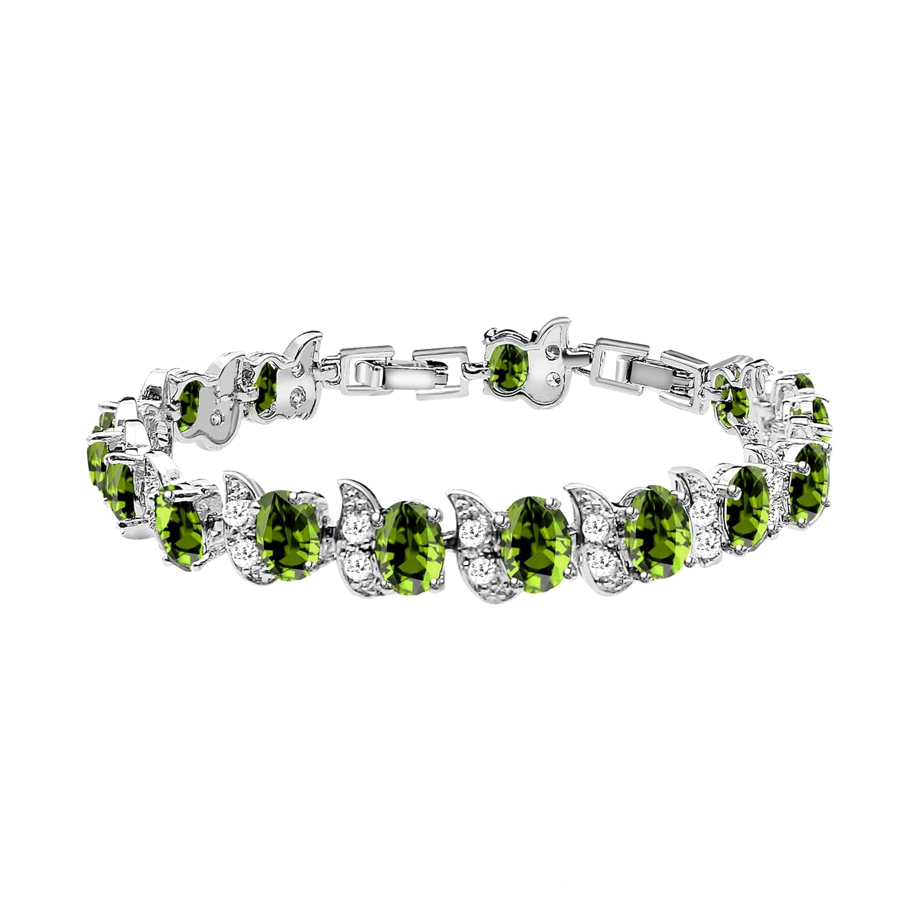 LMXXVJ Fashion Tennis Bracelet Created Emerald White Gold Plated Charm Bracelet Gifts Jewelry for Women