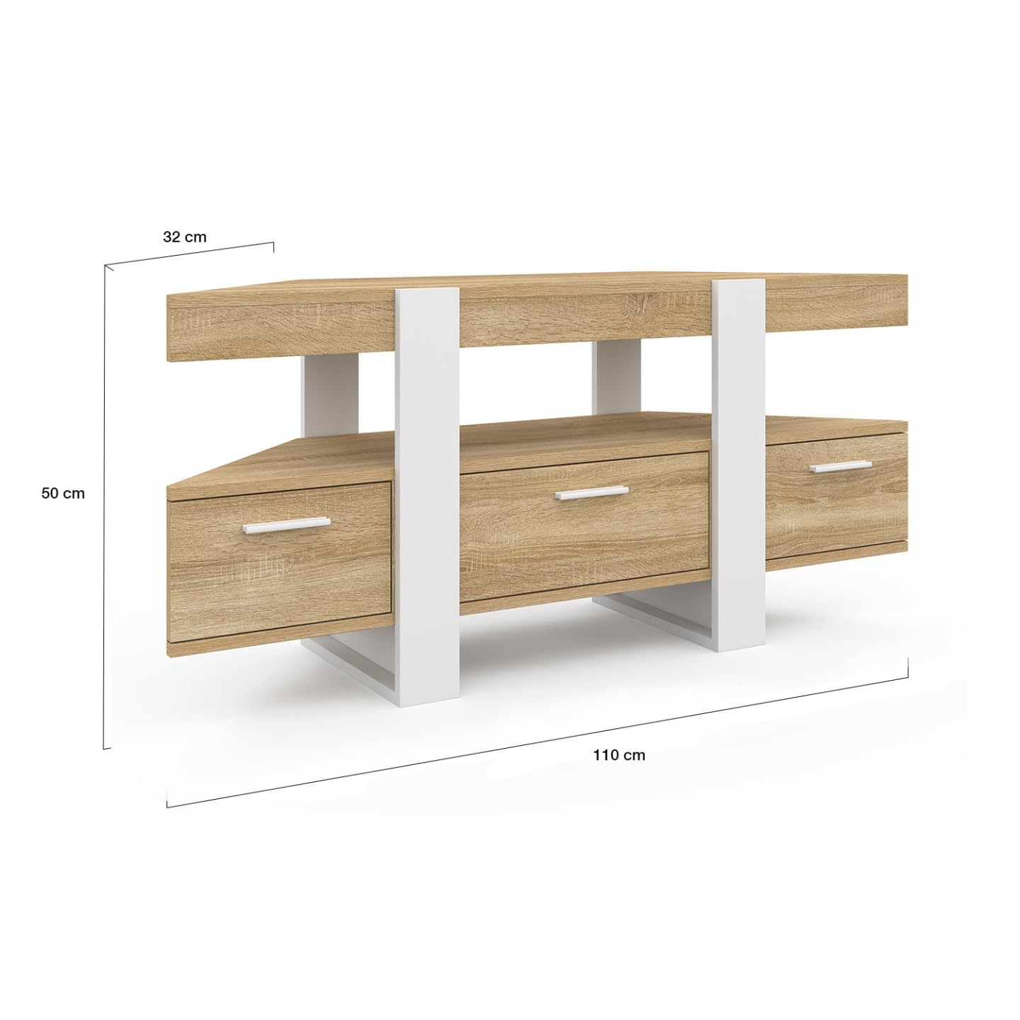 IDMarket - Meuble TV 110 cm d'angle Phoenix avec tiroir Bois et Blanc