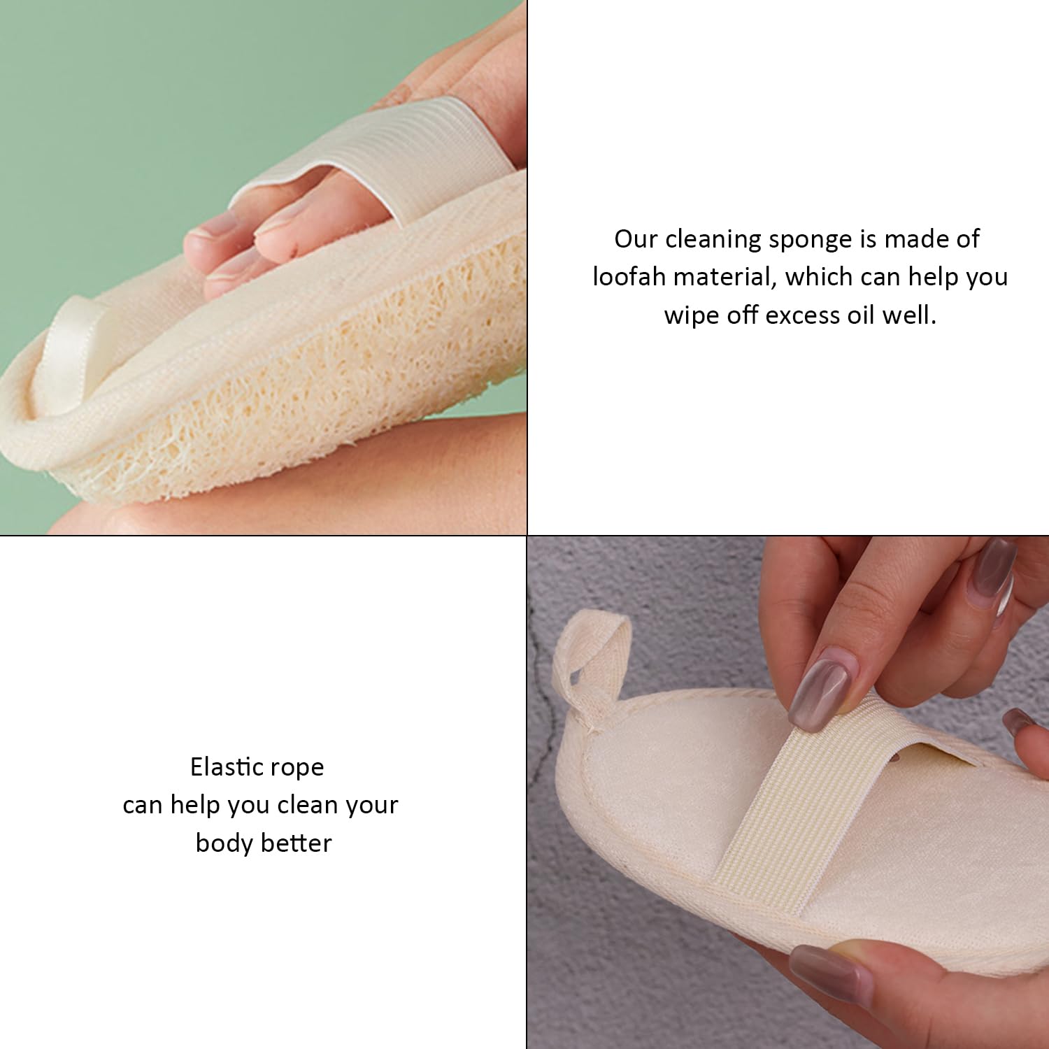 Lot de 5 serviettes de bain en luffa beige avec 1 sac de rangement pour le bain et le bain pour adultes