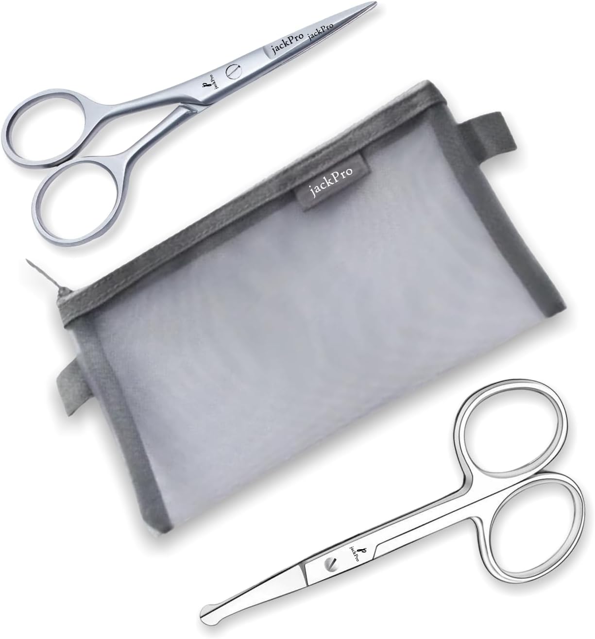 jackPro Signature Hair Cutting Grooming Kit | Mustache Scissor and Nose Scissors | Eyebrows, Beard Trimming | Unisex (Pack of 2)