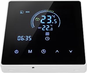 Smart Thermostat Programmable Digital Touch Screen Wall Mounted for Office Buildings Color Black 1 Unit (#2)