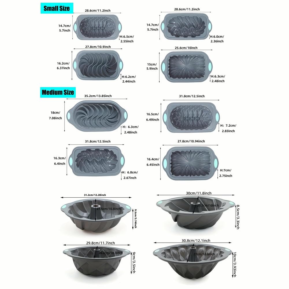 NYSDM Lot de 4 moules à gâteaux en Silicone antiadhésifs à Tubes cannelés pour gâteaux de Cuisson Brownies Flan Pain de Viande Couronne Nid Formes tressées en Spirale