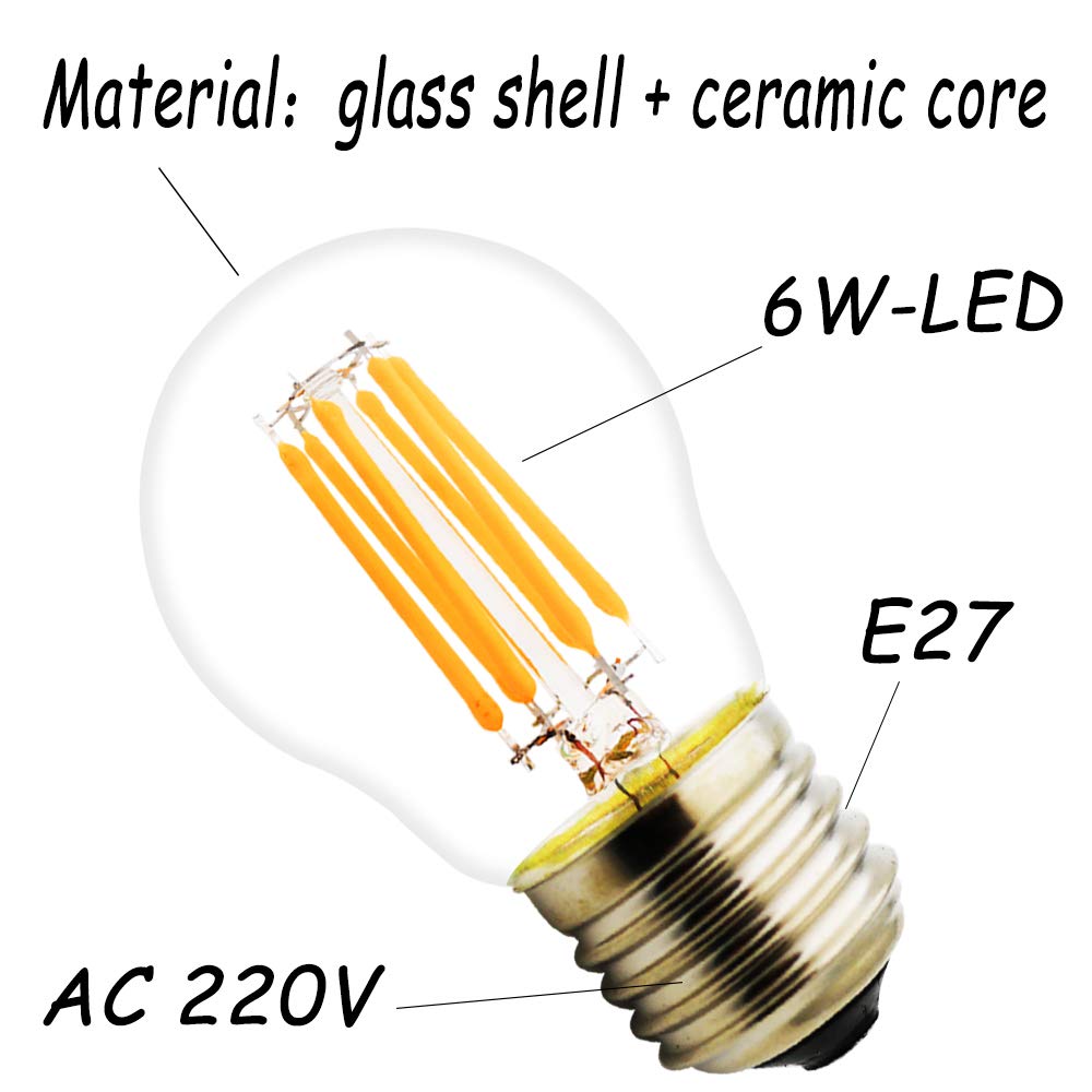 G45 E27 LED Vintage Lampe, LED 6W (50W Equivalent), 450LM, Nicht Dimmbar 2700K Warmweiß, 360° Abstrahlwinkel, AC 220V, 20 Stück