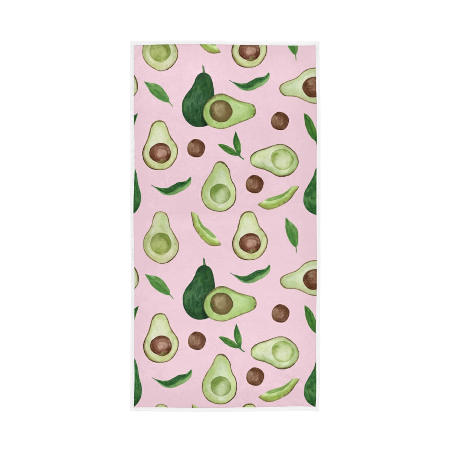 LSRCPD Seamless Avocadoes Slices with Leaves on Light Pink Soft Hand Bath Towel 30" x 15" Thin Fast Drying Absorbent Soft Towels for Kitchen Gym Spa Hotel Beach