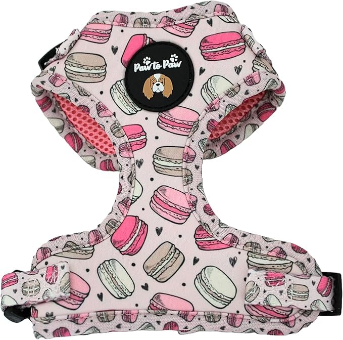 Adjustable dog harness/Macaroon/car suitable/for no pulling XXS- Medium (X Small), Pink