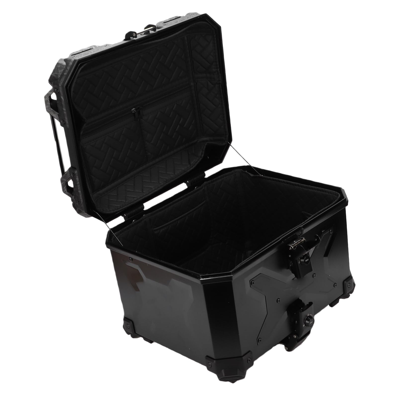 Fockety Baúl para Motocicleta, Caja Trasera Universal de Aluminio de 45 L, Baúl de Motocicleta Desmontable a Prueba de Agua con Cerradura de Seguridad y Manija, Negro