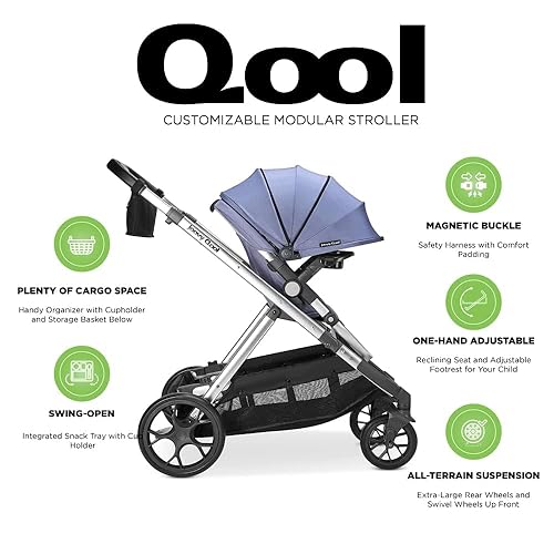 Vista 12 de Nuevo Joovy Qool - Cochecito modular personalizable - Configuraciones triples dobles individuales, Jet Negro azabache
