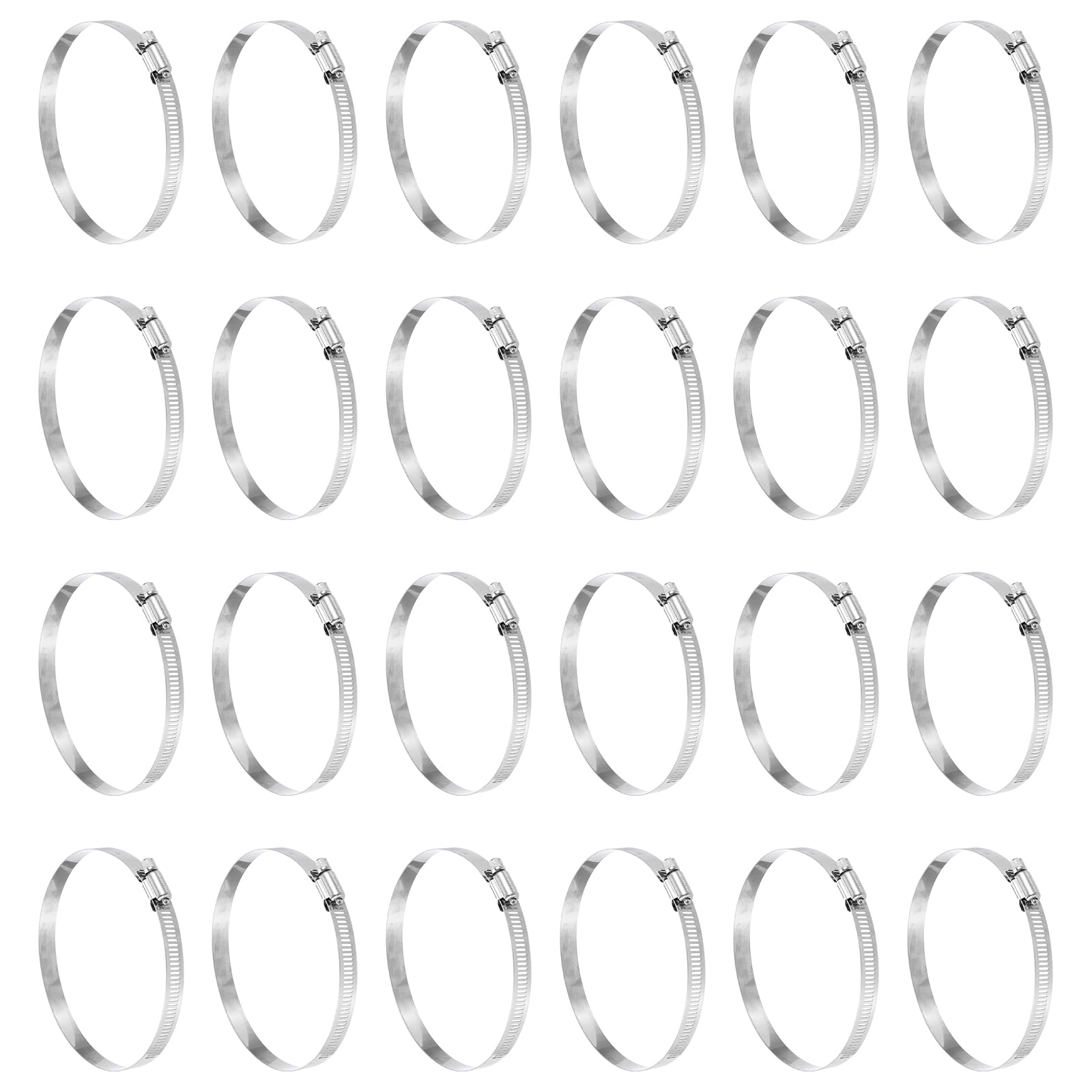 sourcing map 25 Pcs Hose Clamp 4-1/8"-5" (105-127mm) 304 Stainless Steel Adjustable Worm Gear Hose Clamp Assortment Kit for Fuel Line Pipe Plumbing Automotive Tube Mechanical