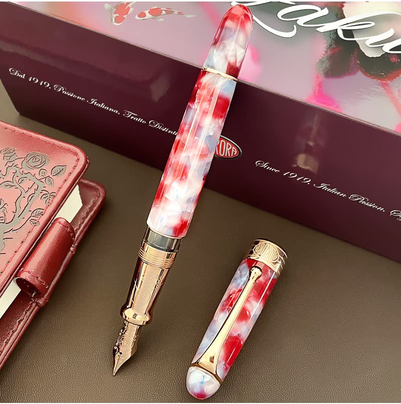 Amazon | AURORA アウロラ 万年筆 限定588 富士桜FUJI レッドブルー理