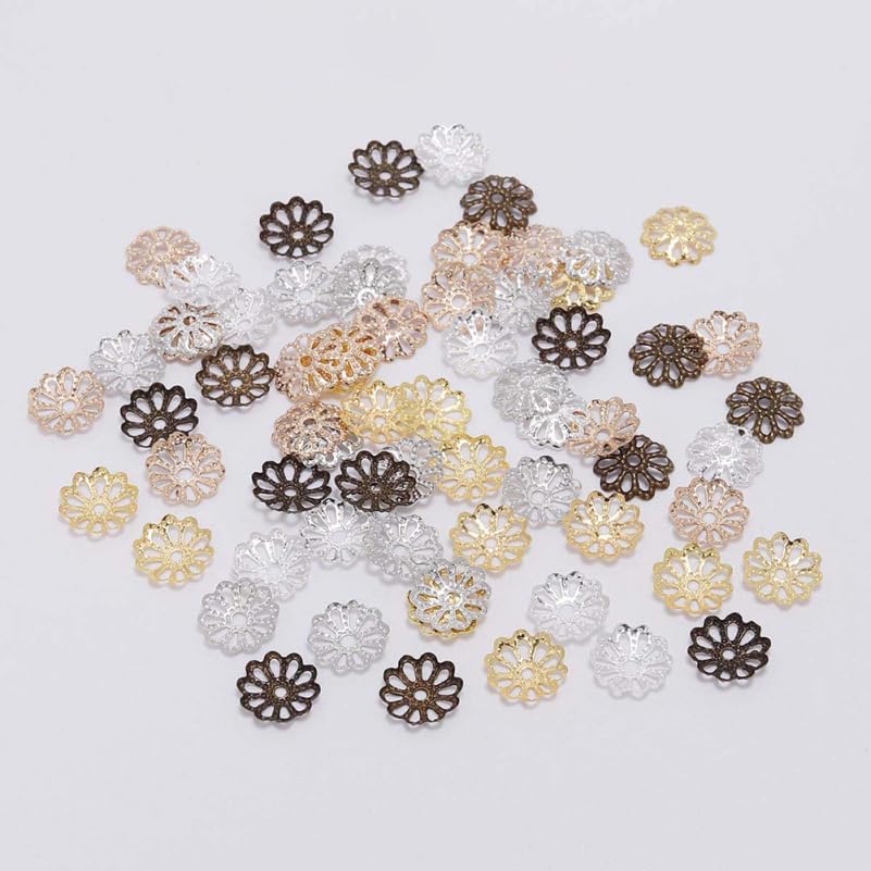 SUPVOX Diy Jewelry Accessories Natural Metal Bead End Caps Flower Spacer Pendant Charms for Bracelets Necklaces Anklets Craft Making 0.27 Inch - Image 8