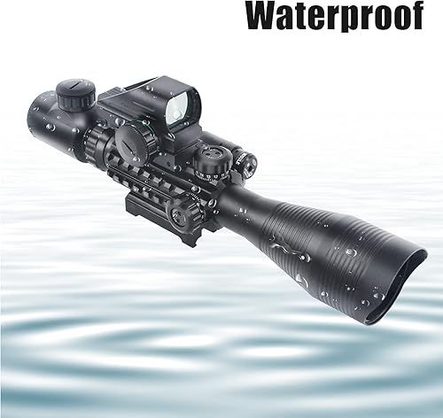 Miniatura 4 de UUQ C4-12X50 Mira para Rifle, Retícula Dual Iluminada con Vista Láser y Vista Reflex Holográfica de Punto