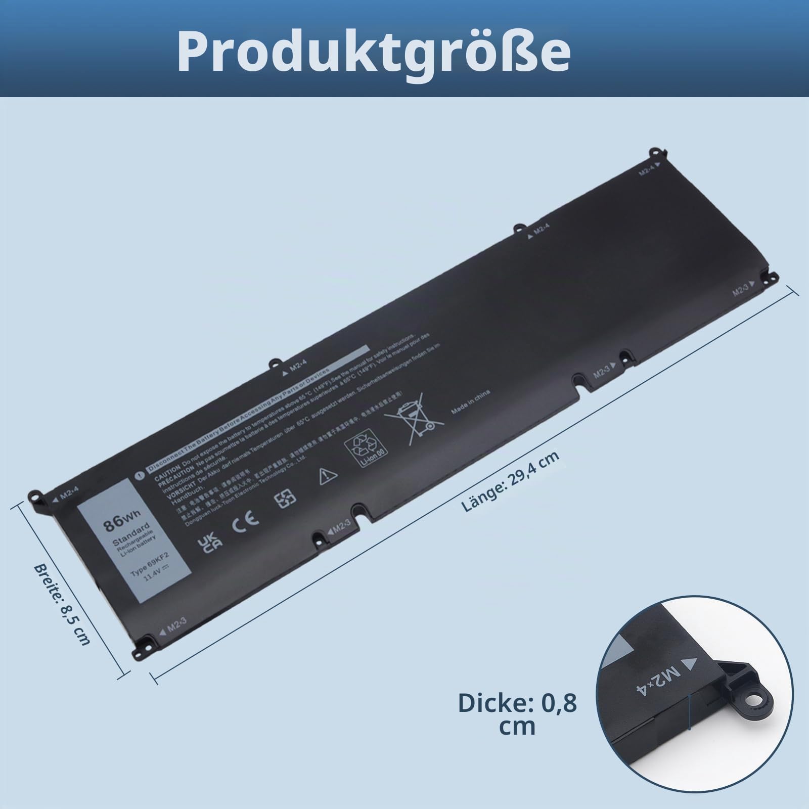 11,4 V/ 86Wh 69KF2 Laptop-Akku Kompatibel mit Dell G7 15 7500 G15 5510 5511 5515 5520 5521 XPS 15 9500 9510 9520 Precision 5550 5560 5570 Alienware M15 R3 R4 M 17 R3 R4 Inspiron 7510 7610 7620 P87F