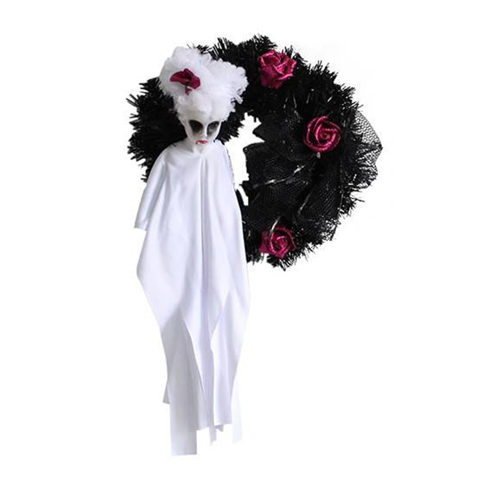 Halloween Black and White Ghost Door Hanging Decorations, Festival to Create Atmosphere Decorations, Ghost Festival Horror Party Garland Hanging Decorations, Haunted House Decorative Ornaments Props