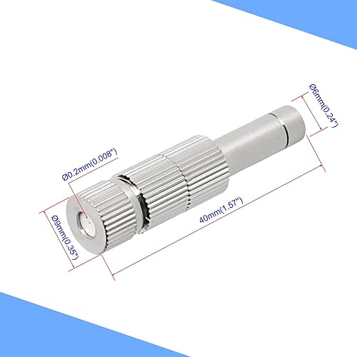 Miniatura 2 de Aopin Boquillas de nebulización de 0.236in de cobre ajustable flujo de agua conector rápido de 0.008in  0.008 pulgadas orificio atomizador boquilla