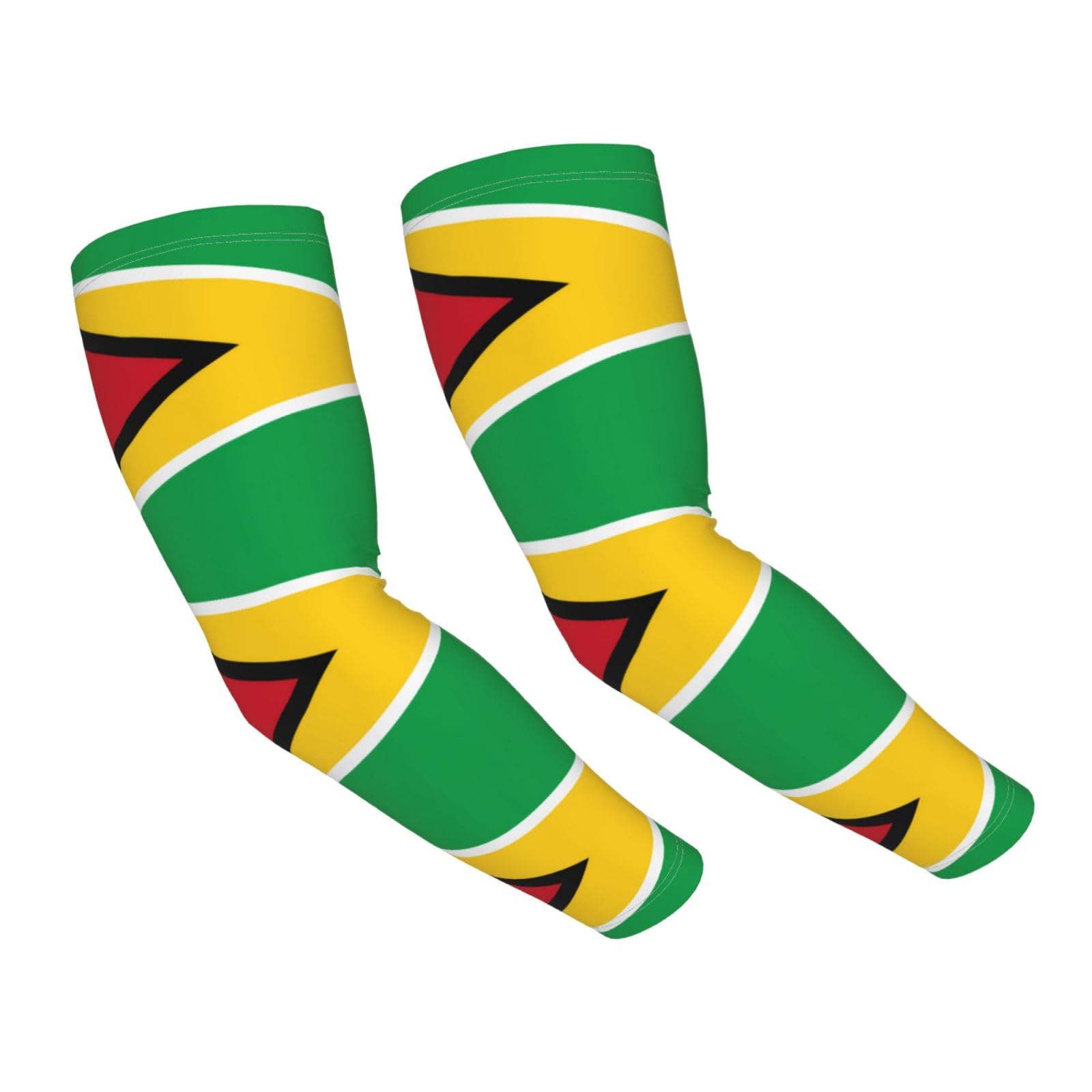 WBQLSL Flag of Guyana Printed ice silk arm guards, breathable elastic sleeves for outdoor cycling.
