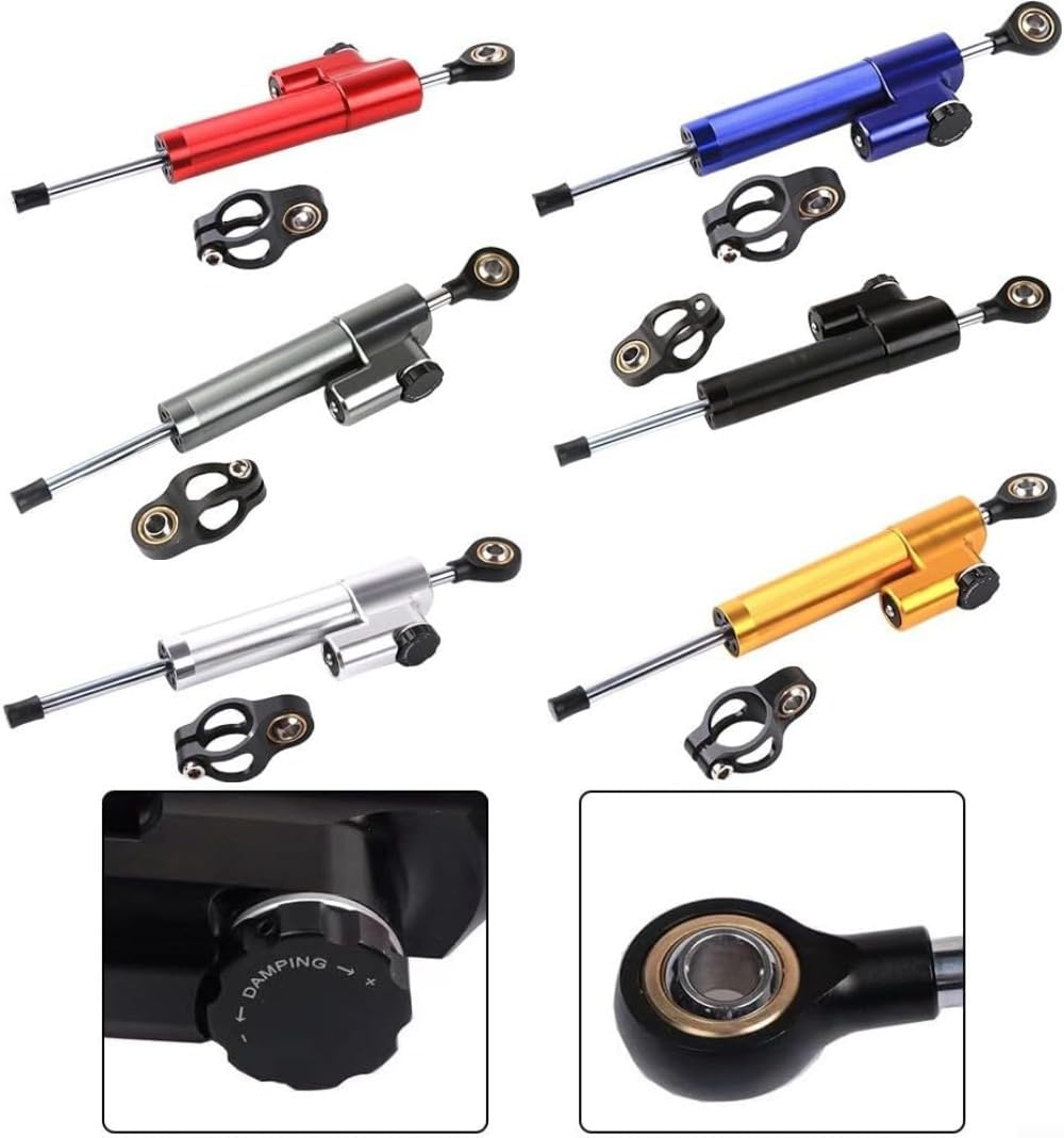 256 mm Motorrad-Lenkungsdämpfer Stabilisator, Motorräder Straßenrad Sport Fahrrad Rennrad Kohlefaser, Motorrads Lenkerdämpfer Lenkerhalterung Dämpfer (gold)