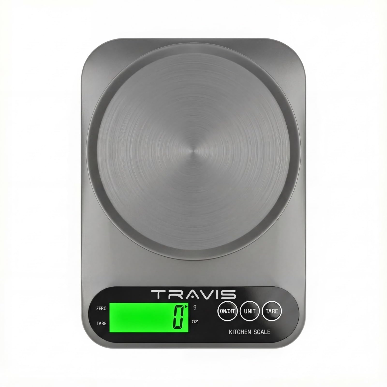 TRAVIS Digital Kitchen Scale KT50, for Cooking, Baking, Jewellery and Diet, LCD Display, Tare Function, Silver/Gold/Gray-image-2