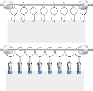 2 Set 16-30 Inches Adjustable Magnetic Curtain Flip Calendar Rod Anchor Chart Holder Pocket Calendar Bar for Date Display Classroom Whiteboard Accessories Teacher Home Wall Decor (White)