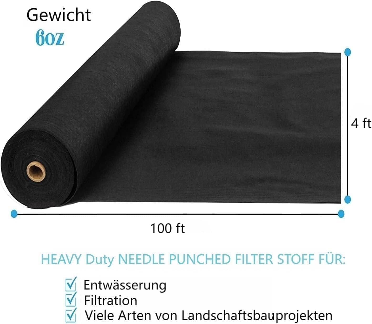 Unkrautvlies Gartenvlies 45㎡（1.5m x 30m）,170g Geotextil Unkrautvlies PP Drainage 350N Zugfestigkeit & 440N Belastbarkeit, für Auffahrt & Straße Stabilisierungr, Erosionsschutz, Französisch Drains