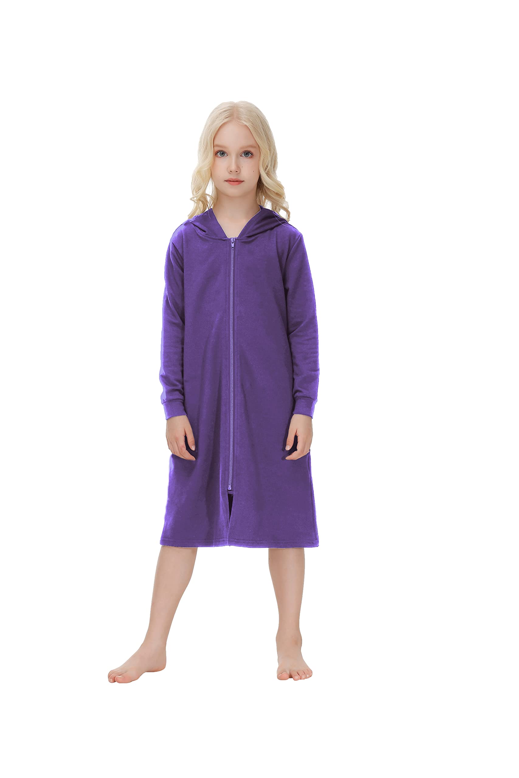 Verve Jelly Kinder Bademantel mit Kapuze Vertuschung Reißverschluss Robe weicher Pyjama Baby Kleinkind Kleid Bademantel Junge Kinder Mädchen Nachtwäsche Homewear