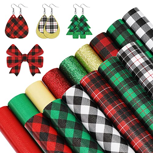 Feuilles de cuir synthétique pailleté et écossais haut de gamme pour maroquinerie créative DIY