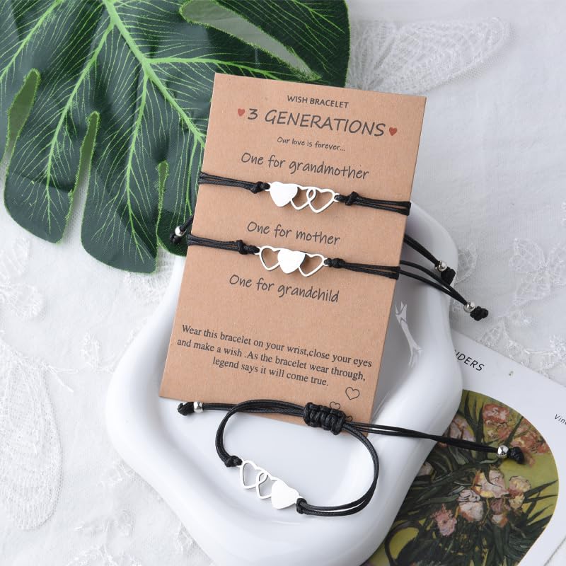 Mothers Day Gifts for Mom Grandma 3 Generations Bracelet Gift for Grandma Mom Daughter Birthday Gifts for Grandmother Granddaughter Gifts from Nana Matching Bracelets for Mother Daughter Granddaughter3