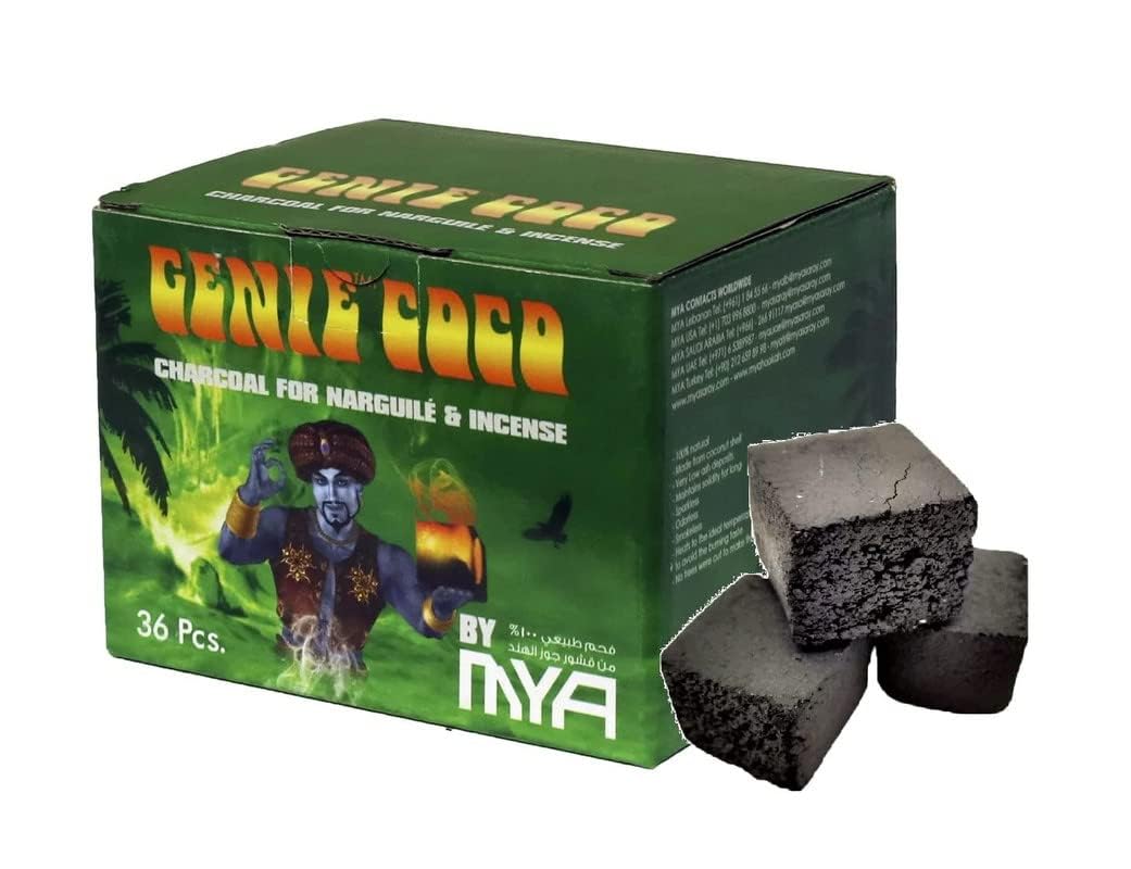 MYA Genie Coconut Coal Hookah Smoker 36 Piece Cube [1 Box in Half Kg 500 Gram]