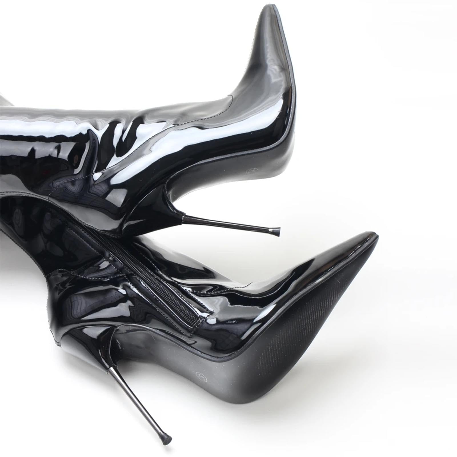 Tacchi Donna Tacchi Alti 13cm Stivali al Ginocchio in Vernice Tacco fine,Black-45