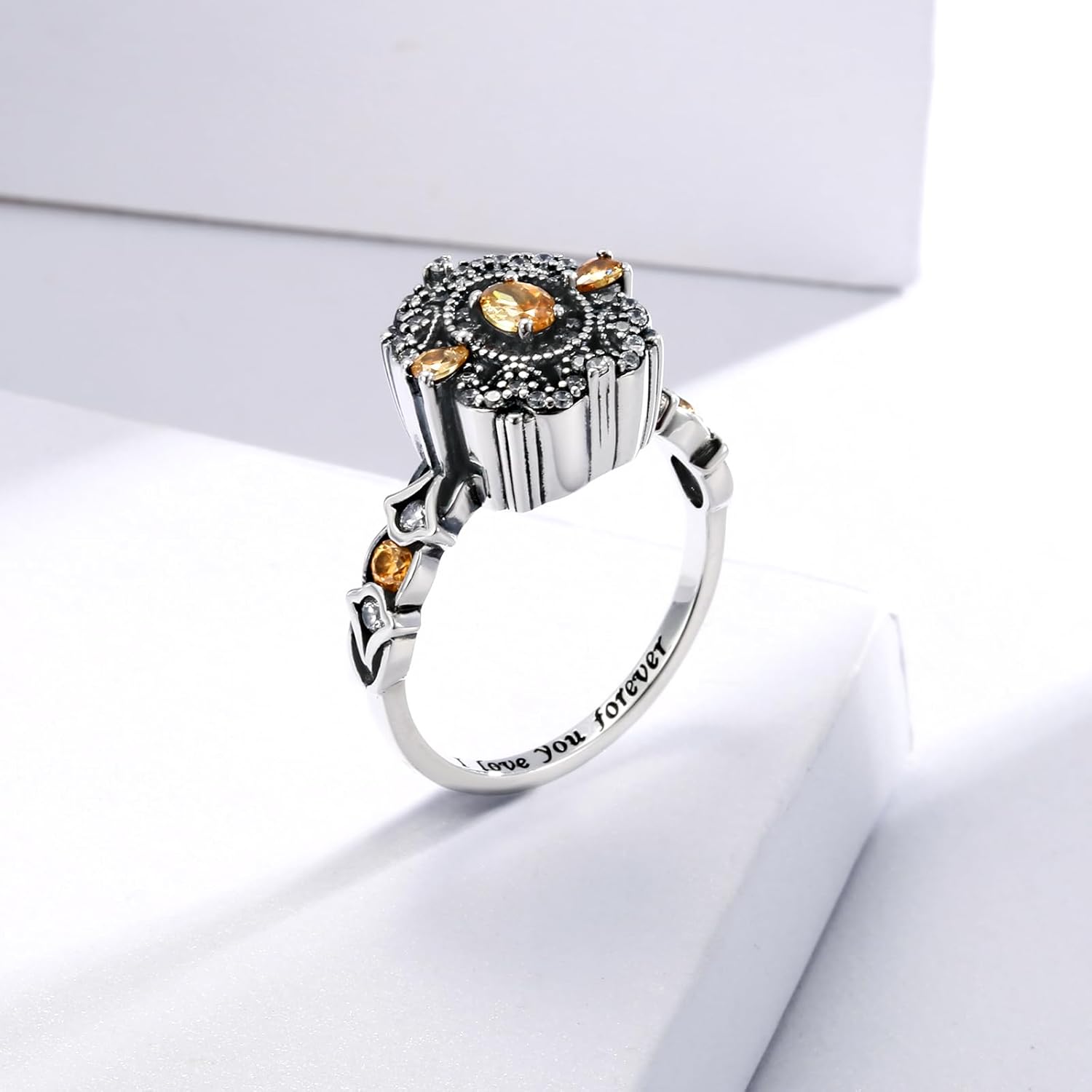 Sterling Silver Urn Ring for Ashes 925 Vintage Cremation Jewelry Ash Cubic Zirconia Butterfly Bereavement Keepsake Rings Memorial Gifts for Women - Image 5