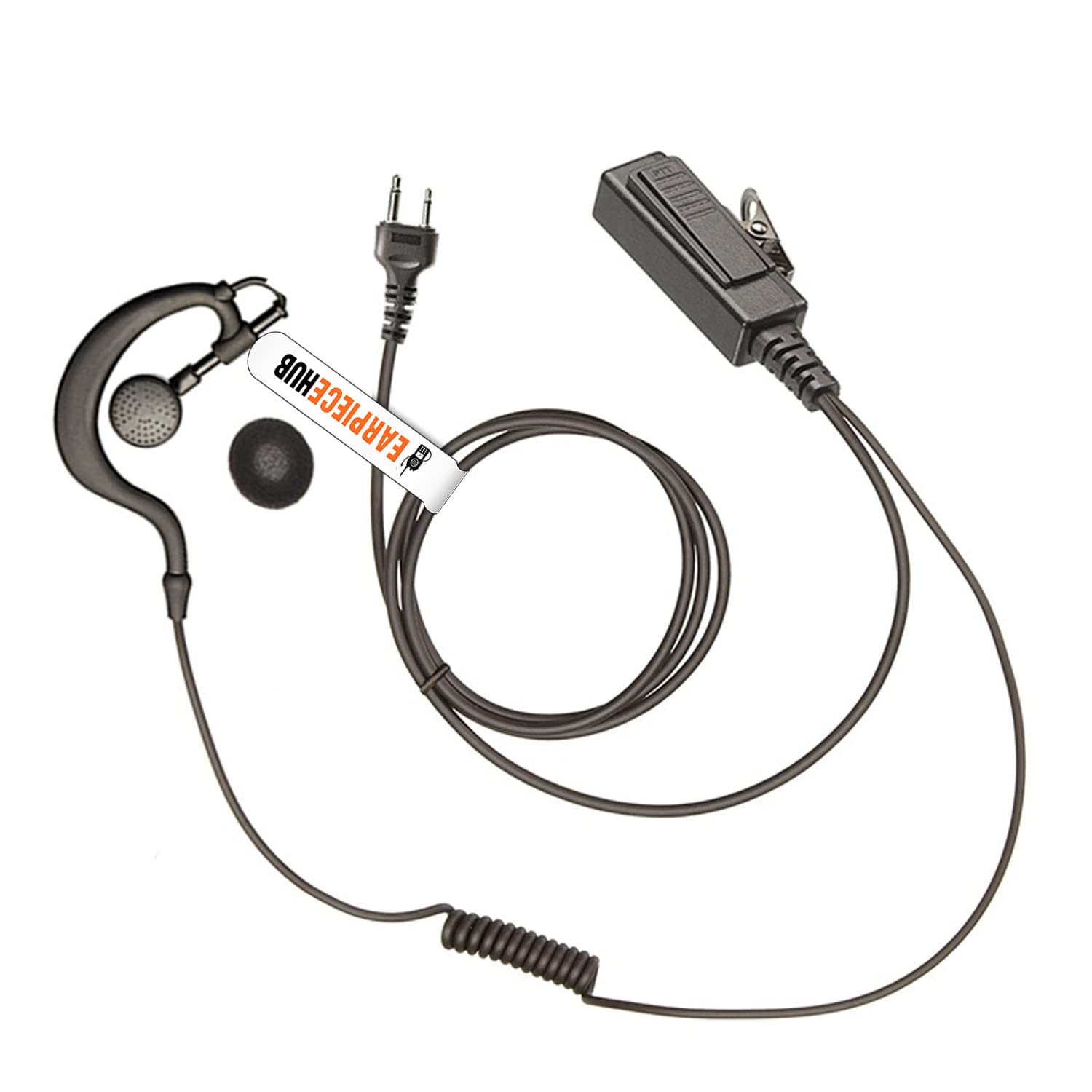G-Shape Earpiece Ear-Hanger Headset with Polycarbonate PTT Mic Compatible with ICOM IC-F3 IC-F4S IC-F4TR IC-F3011/ F4011/ F4001/ F1000/ F2000/ F3210D/ F3230D/ T70A/ V80/ F3G/ F4G 2 Pin (Straight)