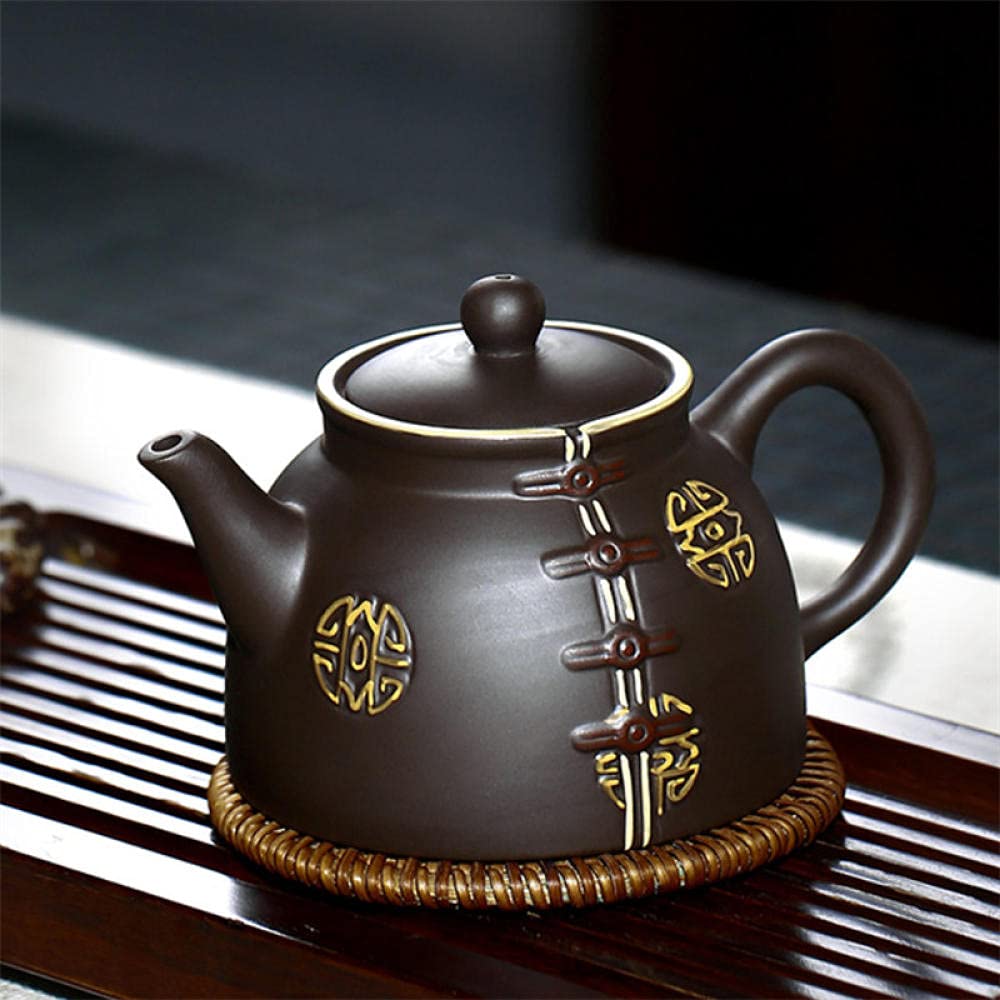 Czajniczek Zaparzacz Do Herbaty Czajniczek Ekspres Do Herbaty Tang Suit Retro Creative Handmade Fioletowy Clay Teapot Autentyczne Ceramiczne Herbata Garnek Kung Fu Czajnik Na Pulpit-Czarny