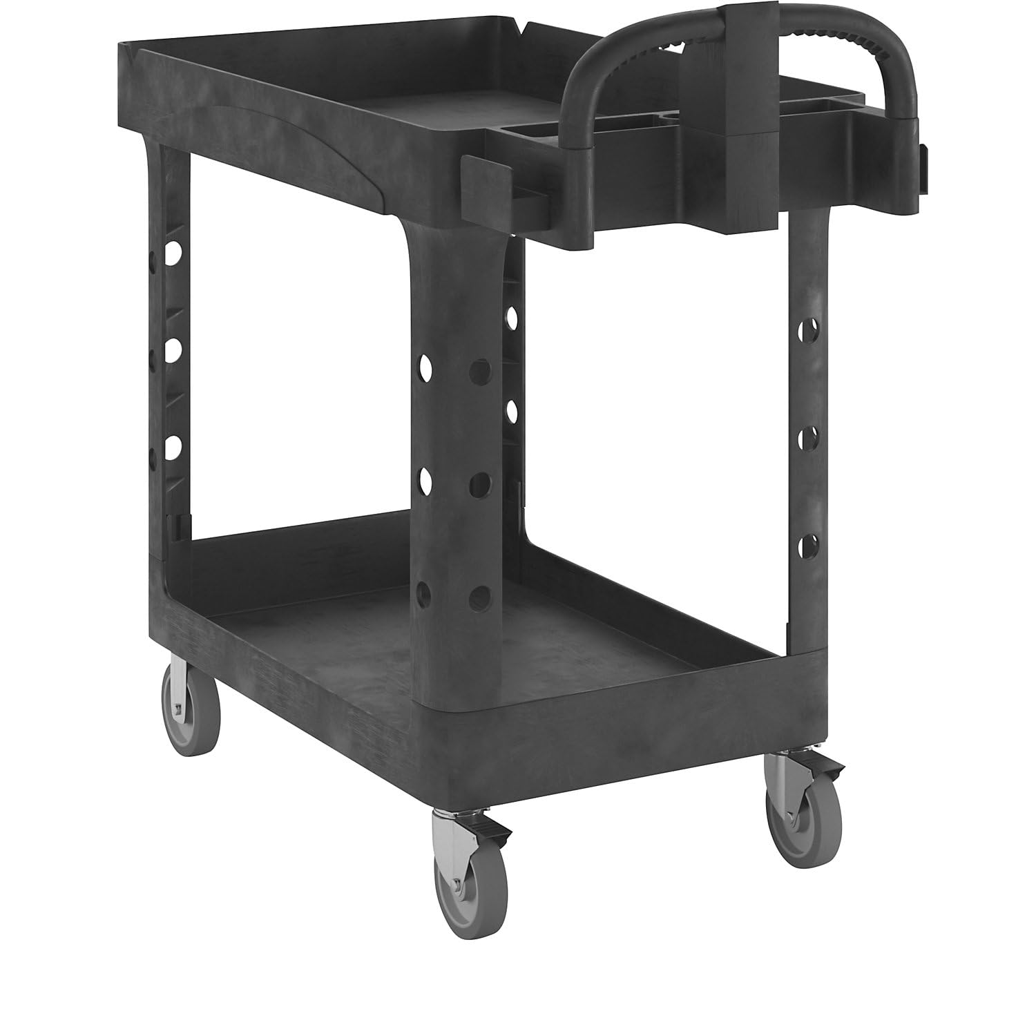 Rubbermaid Commercial Products FG450058 - Carro de trabajo con estantes con bordes S, capacidad de 226 kg, negro
