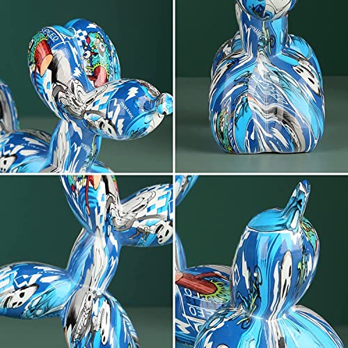 Xyqxyq Balloon Dog Animal Art Sculpture, Abstract Balloon Dog Sculpture, Graffiti Balloon Dog Fashion Balloon Resin Craft Art Modeling Home Decoration (Graffiti Blue) #TOP6