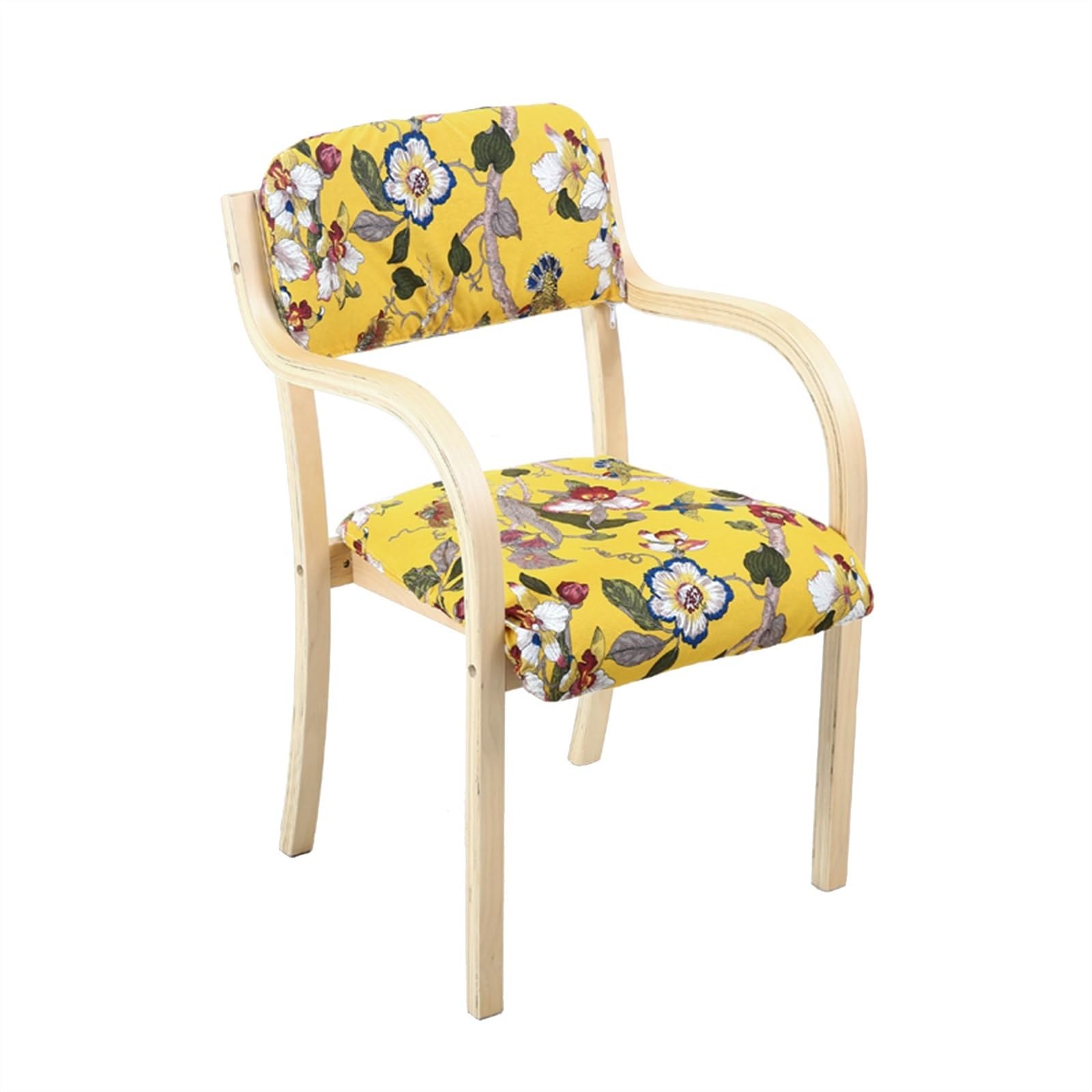 Solid Wood Dining Chairs with Arms Kitchen Chair Upholstered Living Room Armchair with Backrest Modern Office Leisure Lounge Reception Cafe Chairs Accent Armrests Max Load 150kg ( Color : Floral b ) โ image 1