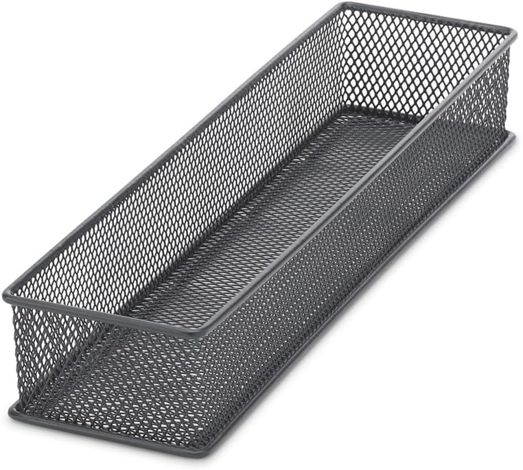 Whitmor Juego de 12 organizadores pequeños de malla negra para cajones de fácil limpieza
