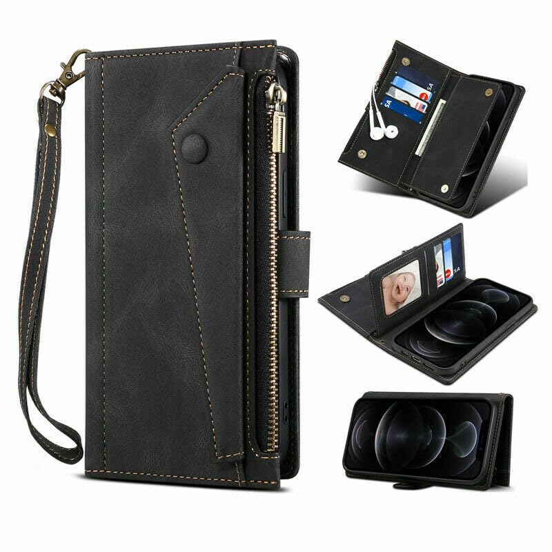 Coque cuir iPhone 11 noir de qualité supérieure avec porte-monnaie