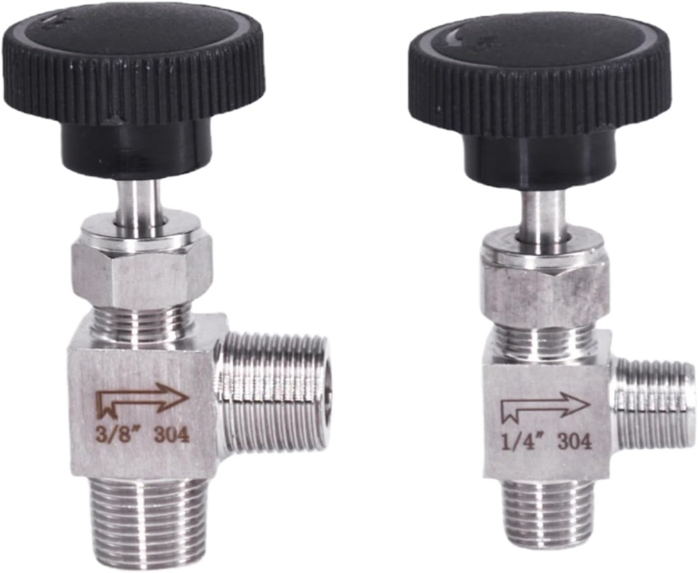 1pcs 1/8" 1/4" 3/8" 1/2" BSPT NPT Male Elbow 90 Degree Angle Needle Valve Crane Elbow 304 Stainless Flow Control Water Gas Oil(3/8",BSPT)