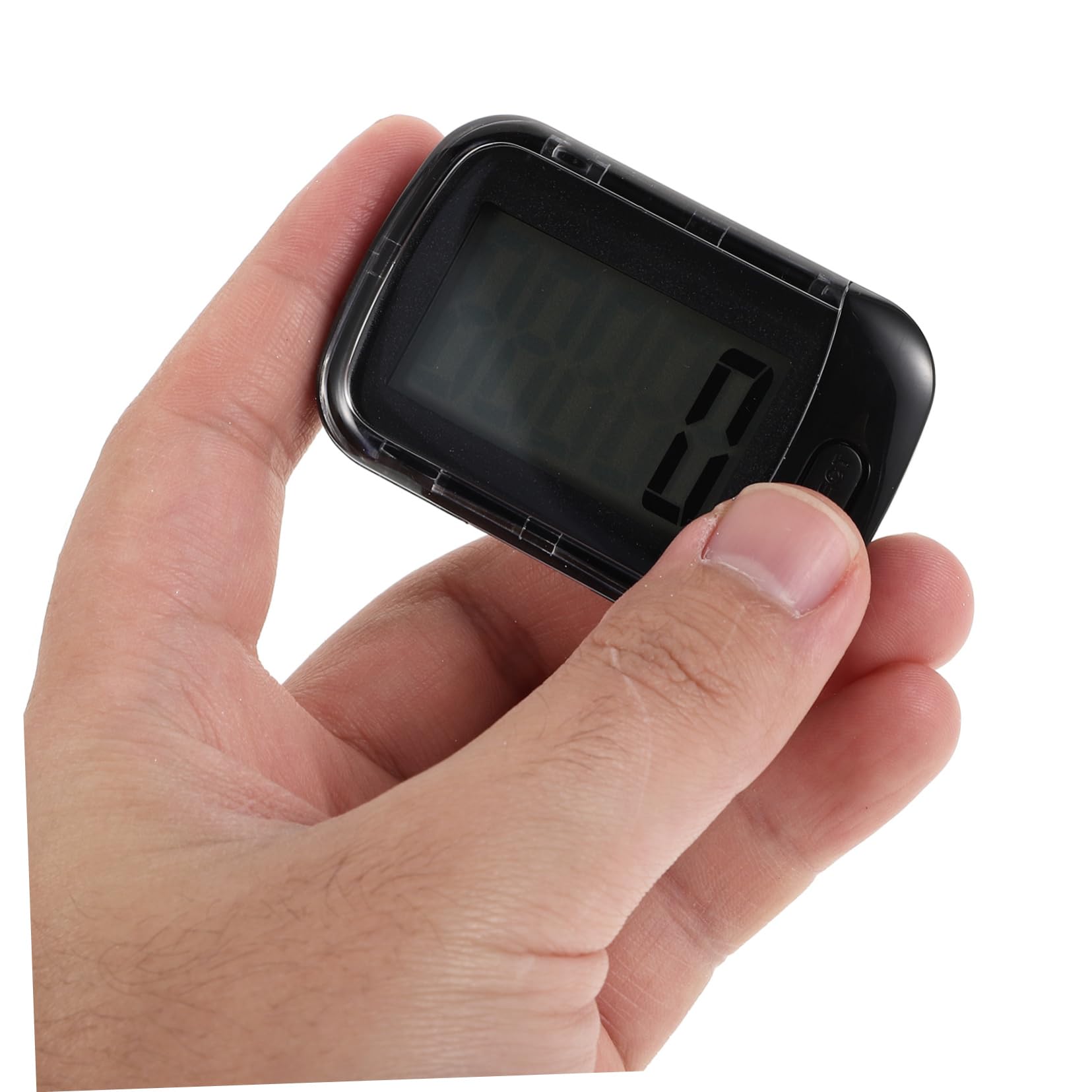 Podómetro Digital 3D Negro con Cordón y Clip para Senderismo | Conteo Preciso de Pasos, Plástico Compacto, Apto para Correr y Uso Diario
