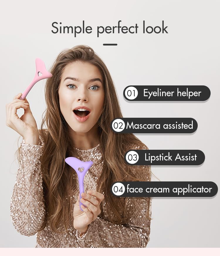 Image of 4 in 1 Multipurpose Soft Silicone Eyeliner Mascara Shield Applicator Guard | Eyeliner Stencil | Lipstick Assist | Face Cream & Clay Applicator Tool (Pack of 1)