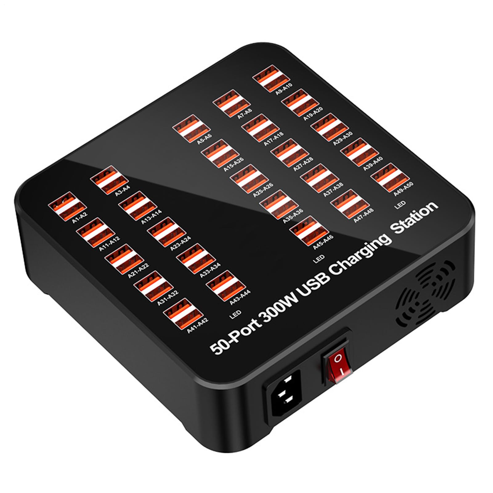 Stazione di Ricarica USB Hub Di Ricarica A Porte Multiple | Adattatore Portatile per Laptop Smartphone Tablet Casa Ufficio Viaggio Scuola Hotel
